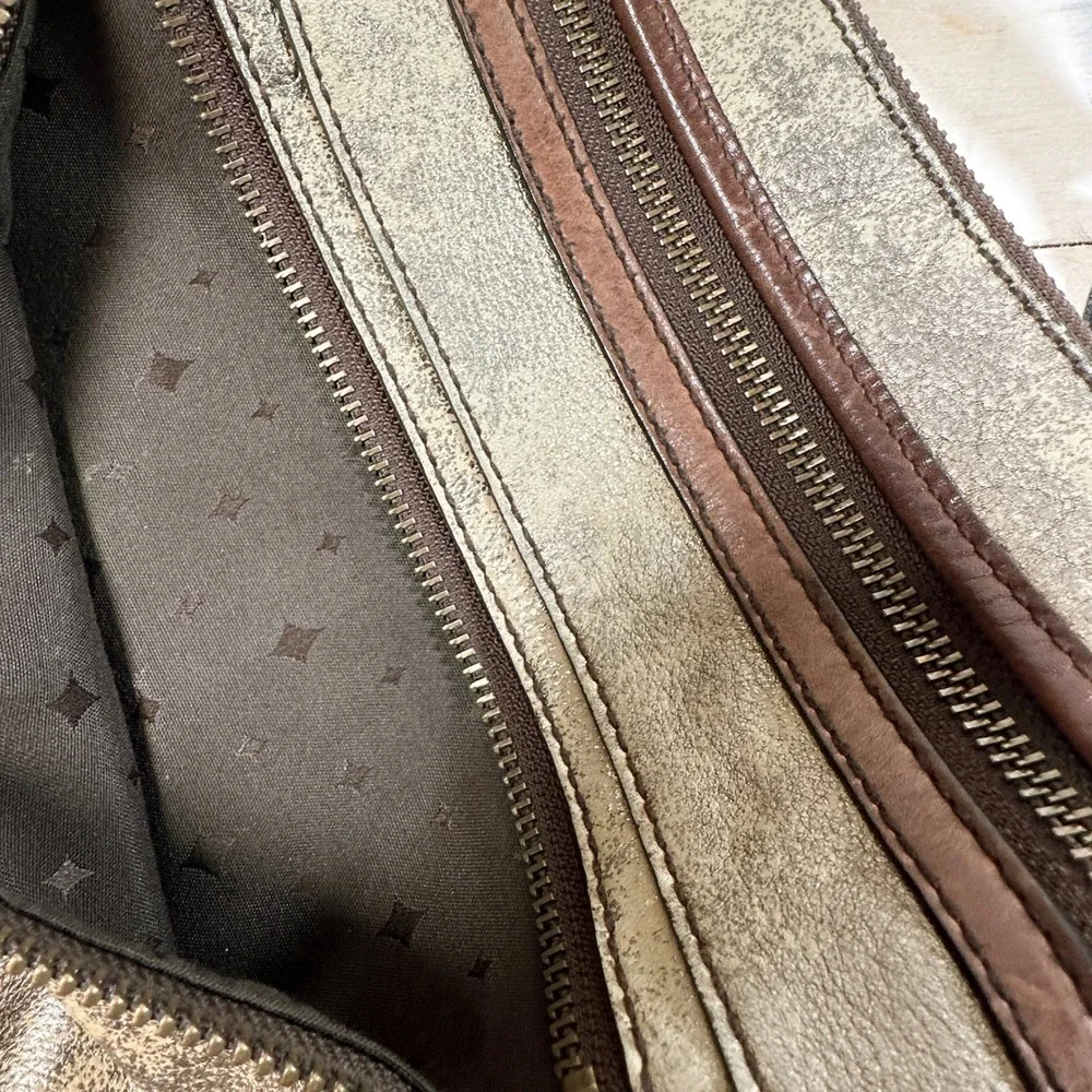 Fossil Soft Leather Gold Purse Rustic Antique Brass Cross-Body Metallic‎